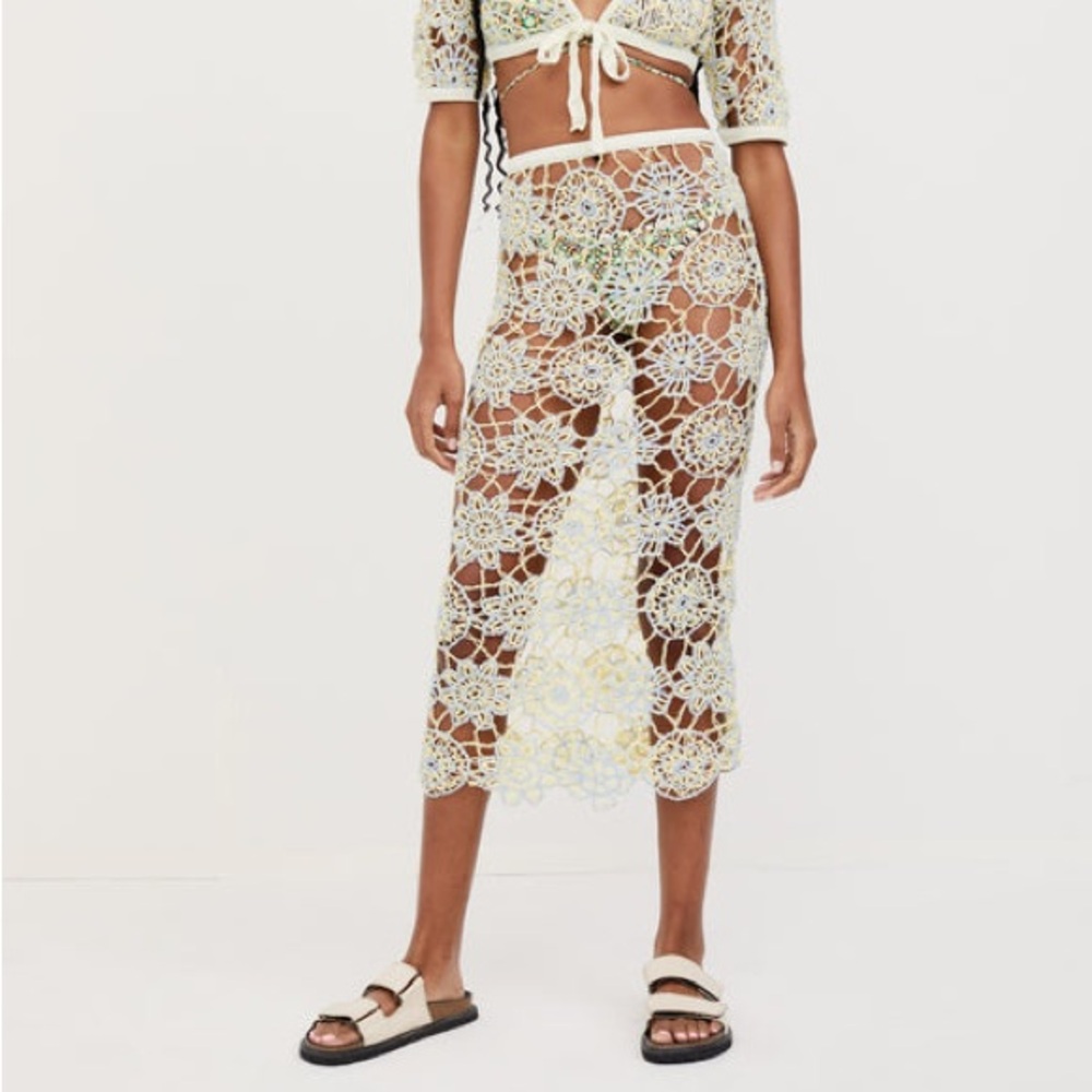 NWT For Love & Lemons Sofia Midi Skirt